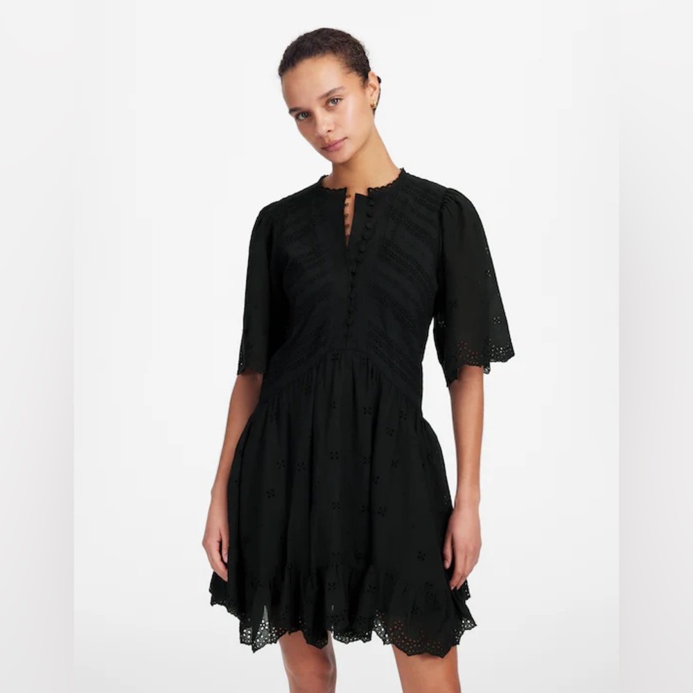 NWT Madewell Black Eyelet Mini Dress